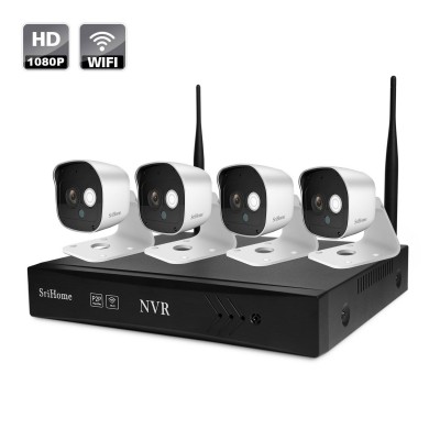 4CH 2MP Wireless Home Security Camera System, 4PCS Outdoor WiFi IP Cameras, Max. 4tb HDD for 24/7 Recording 4 Channel Plug & Play Wireless NVR Kit